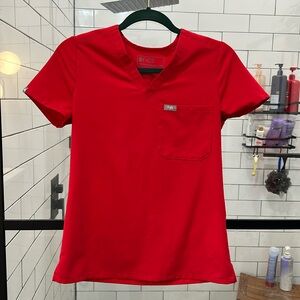 FIGS Catarina one pocket scrub top- Winning Red